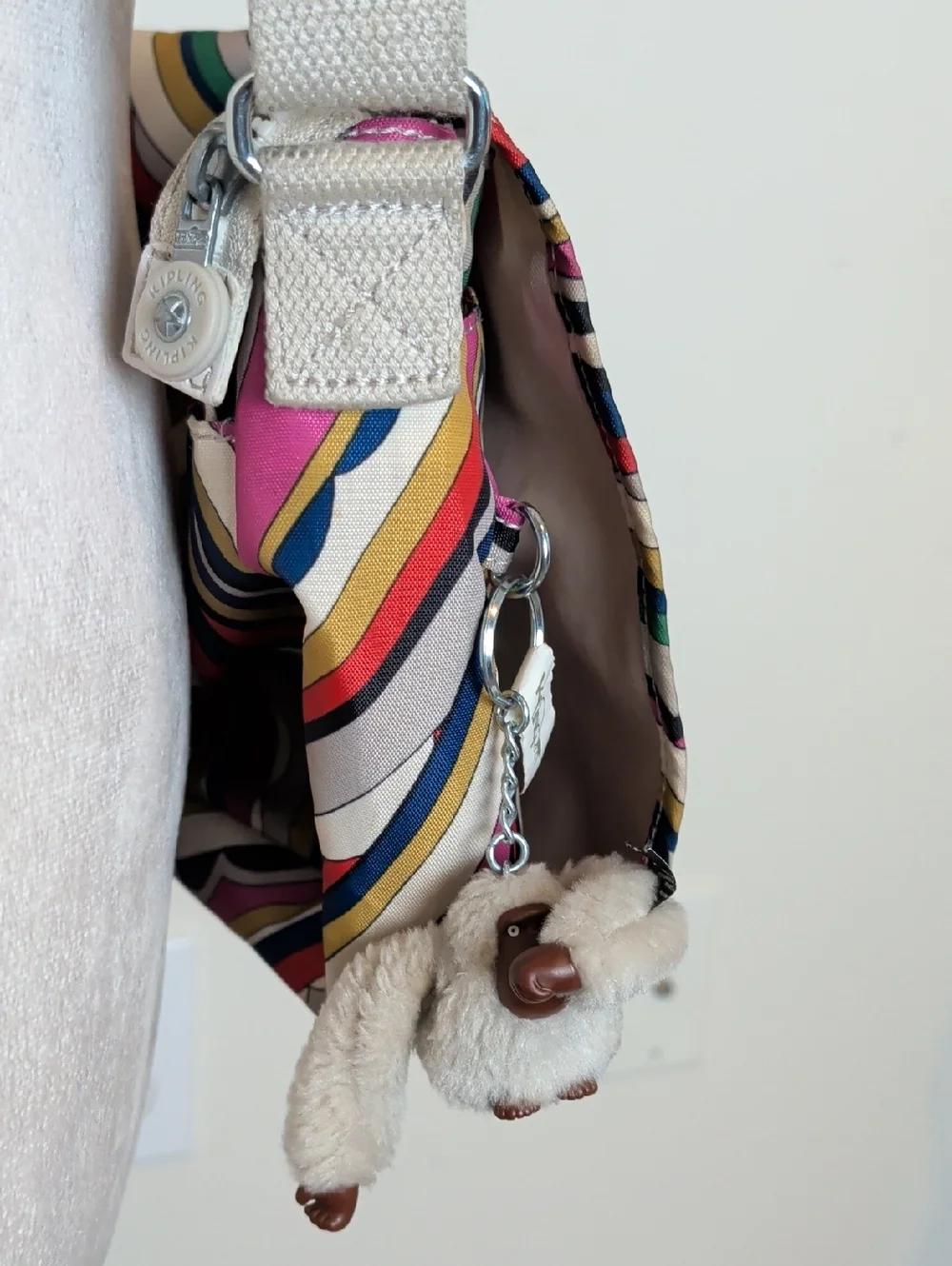 Y2K Kipling Harajuku Rainbow Crossbody Bag w/ Gorilla Charm Retro Festivalcore
